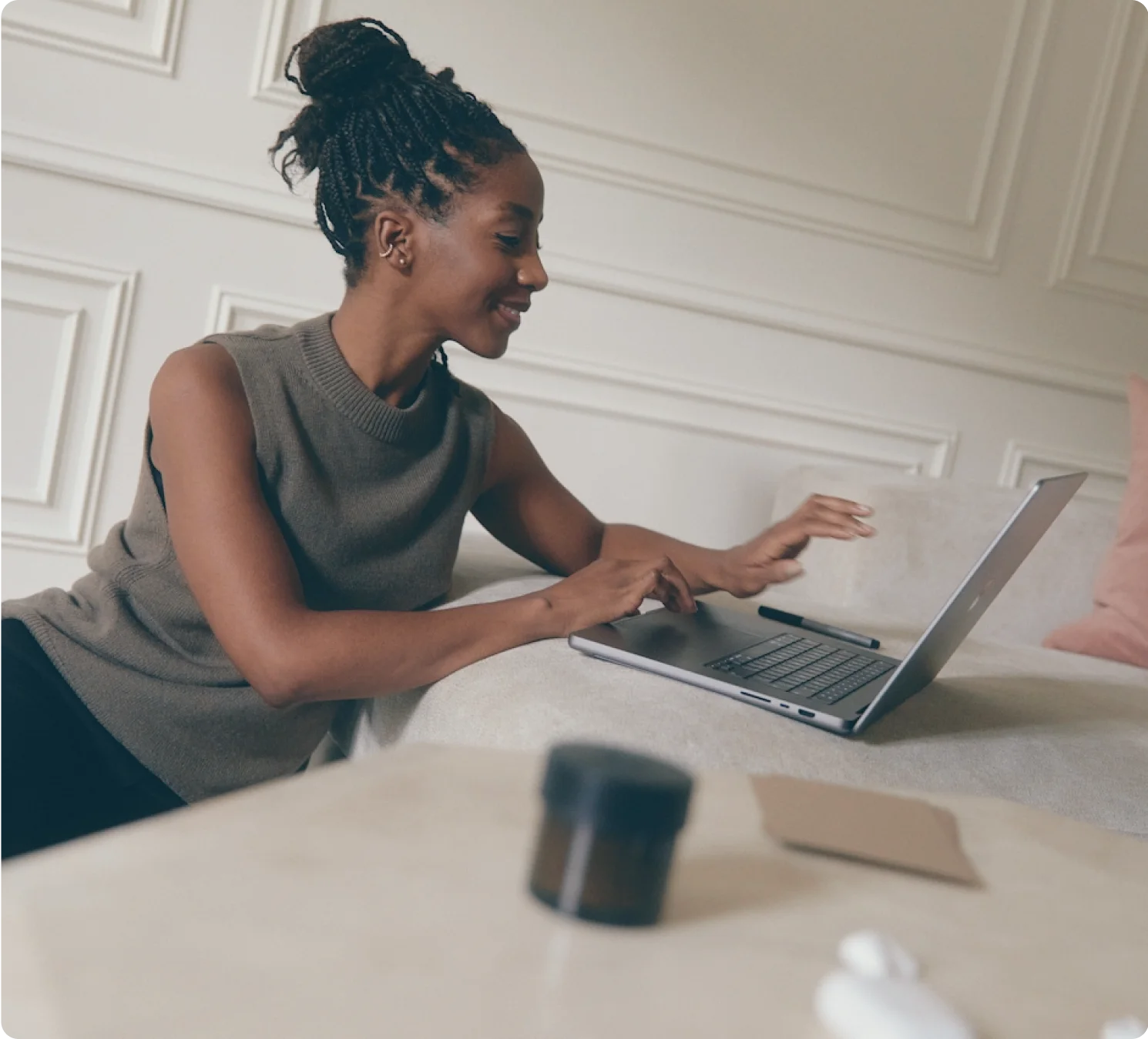 A person working on her laptop