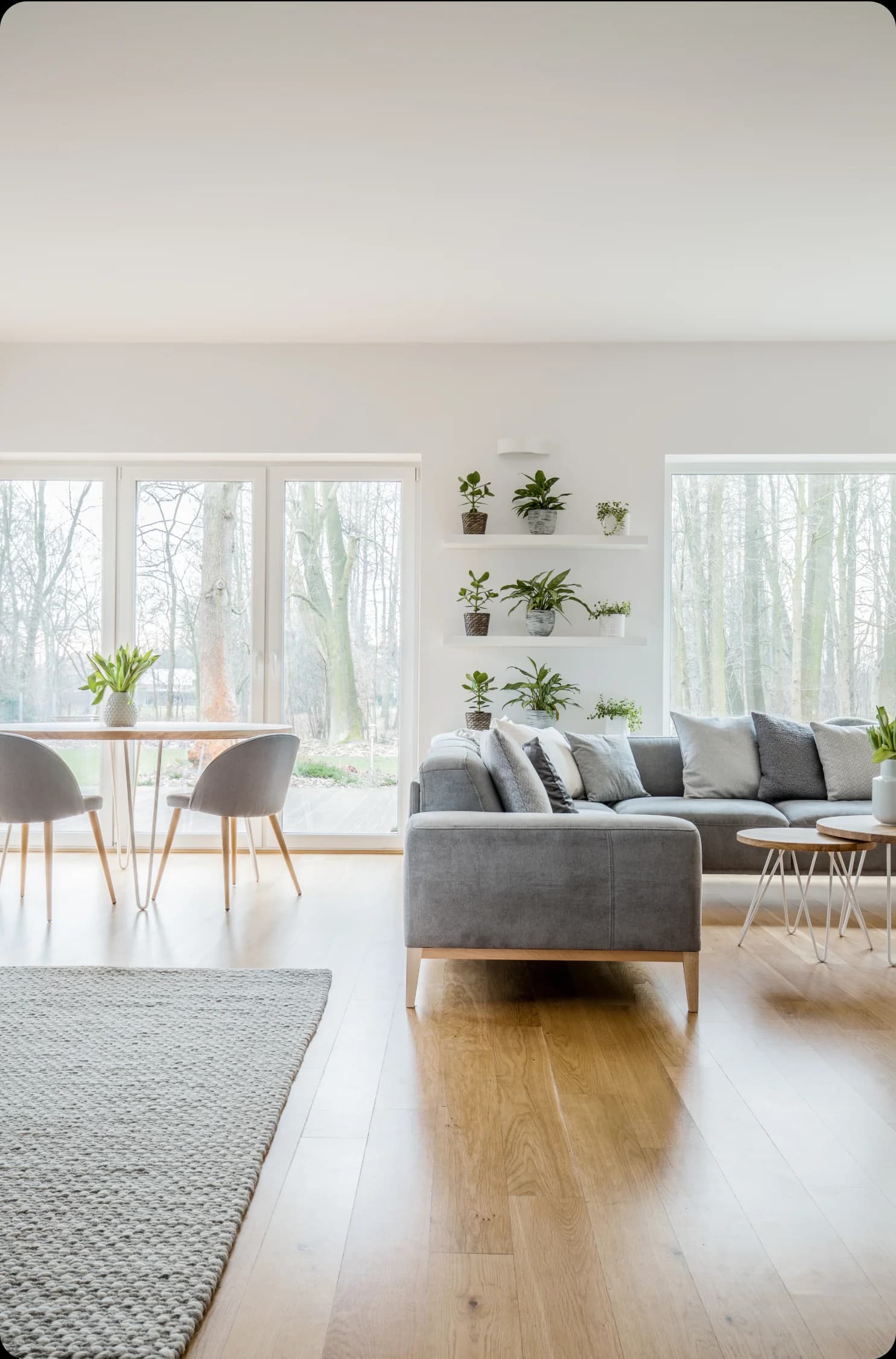 Staged living room prepared for a home sale