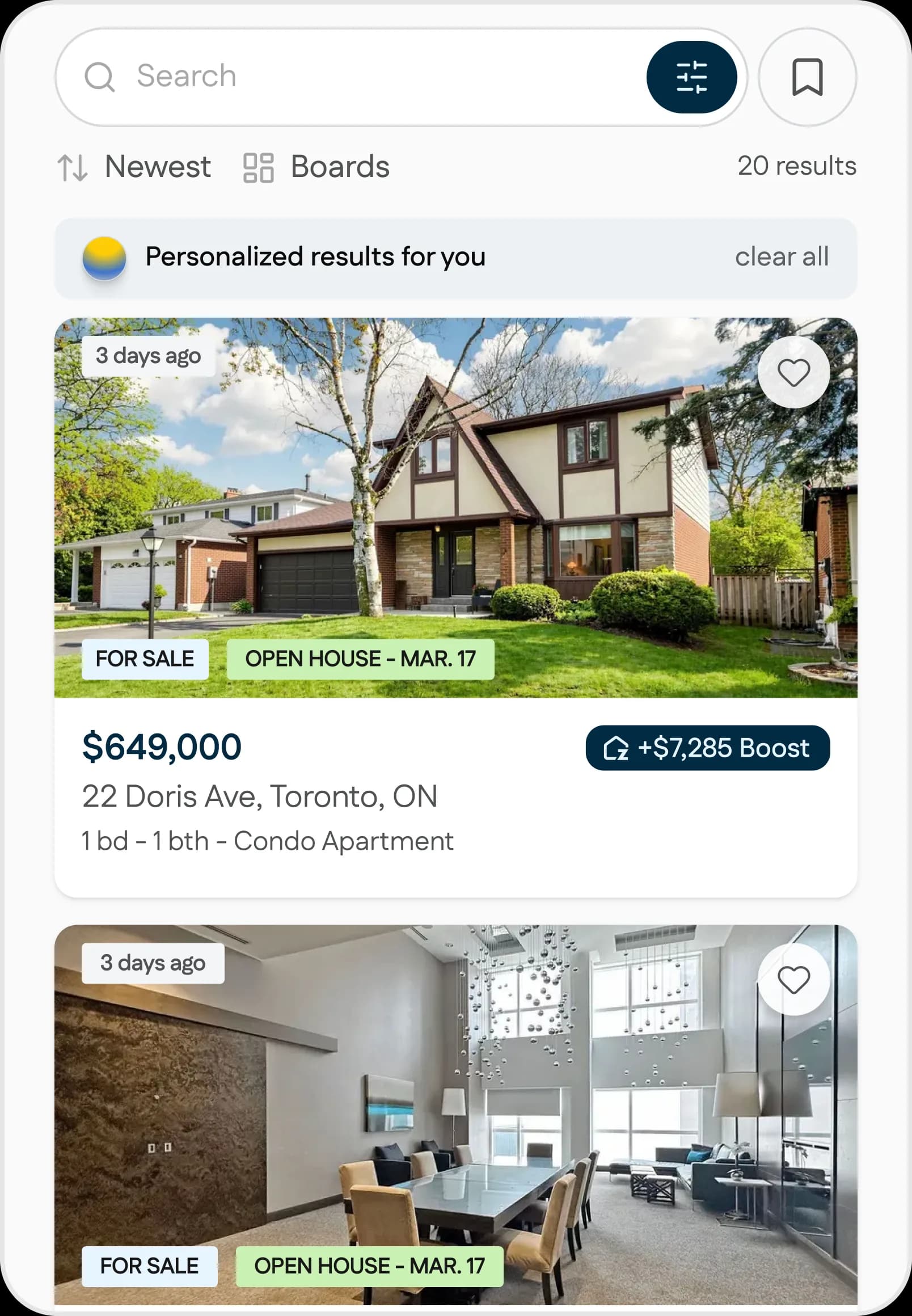 Zown home search results